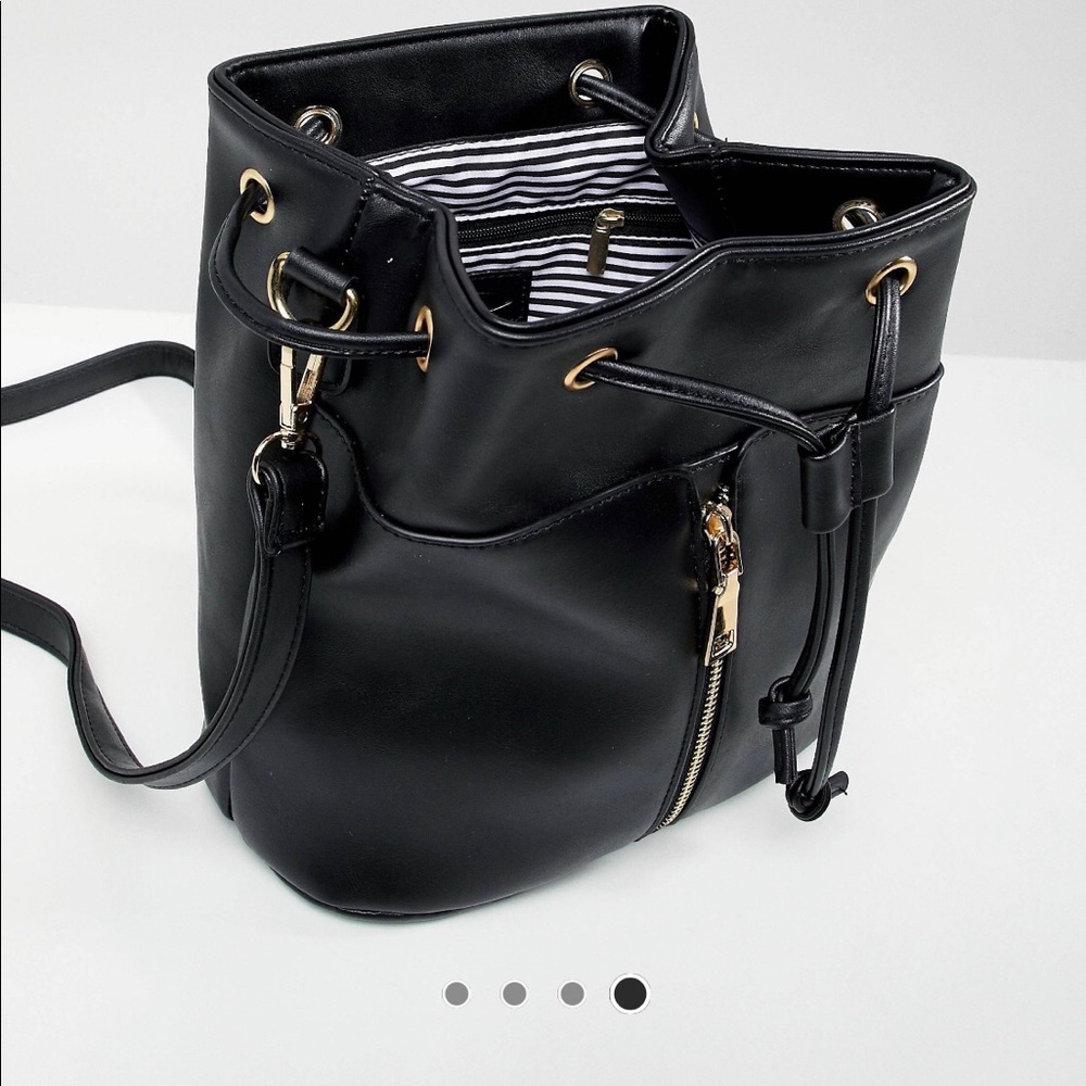 Faux leather bucket bag
